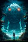 Gigantic fantasy robot with glowing eyes Art Print